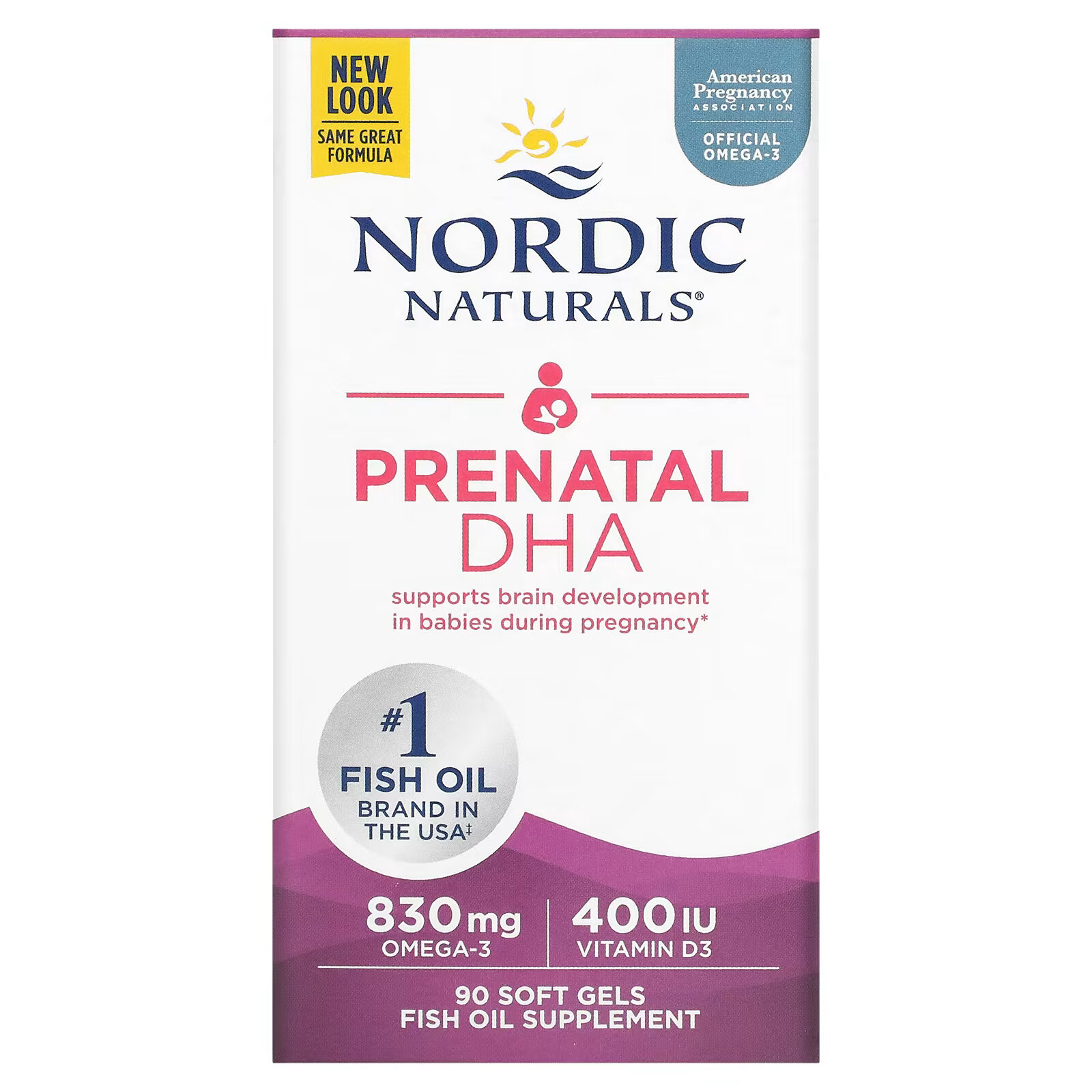 Nordic Naturals, пренатальная ДГК, без добавок, 90 капсул пренатальные витамины nordic naturals дгк для беременных 180 капсул
