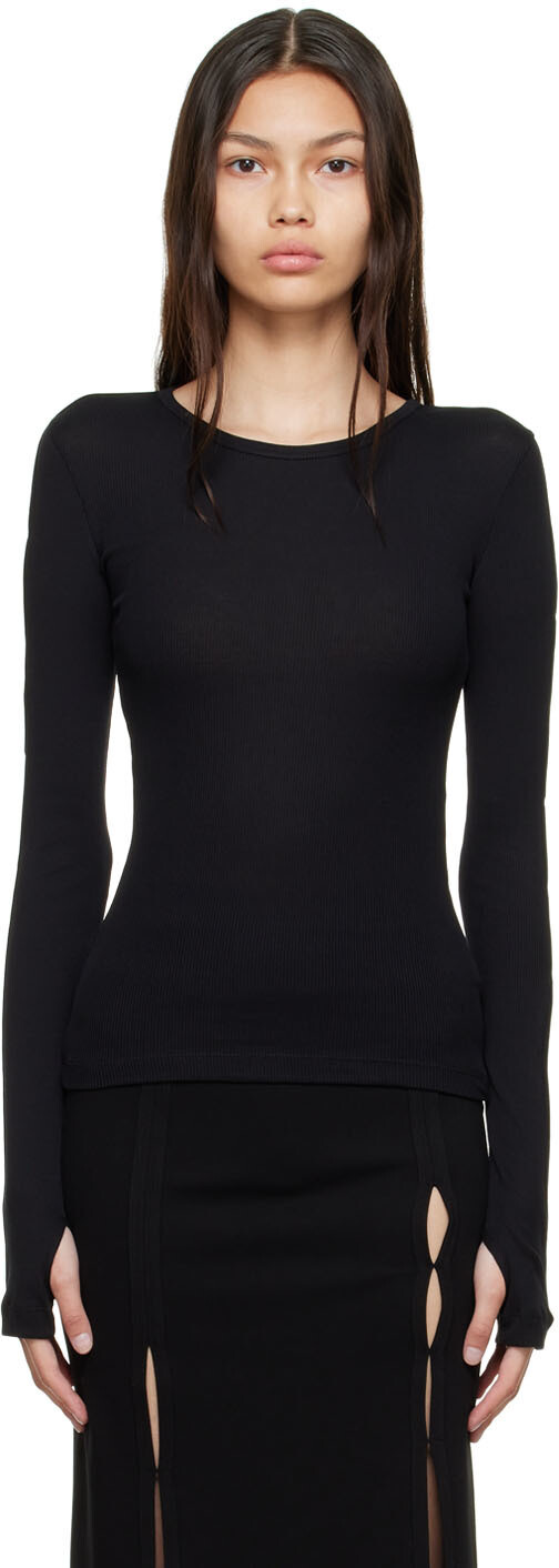 

Черная хлопковая футболка с длинным рукавом Helmut Lang, Черный