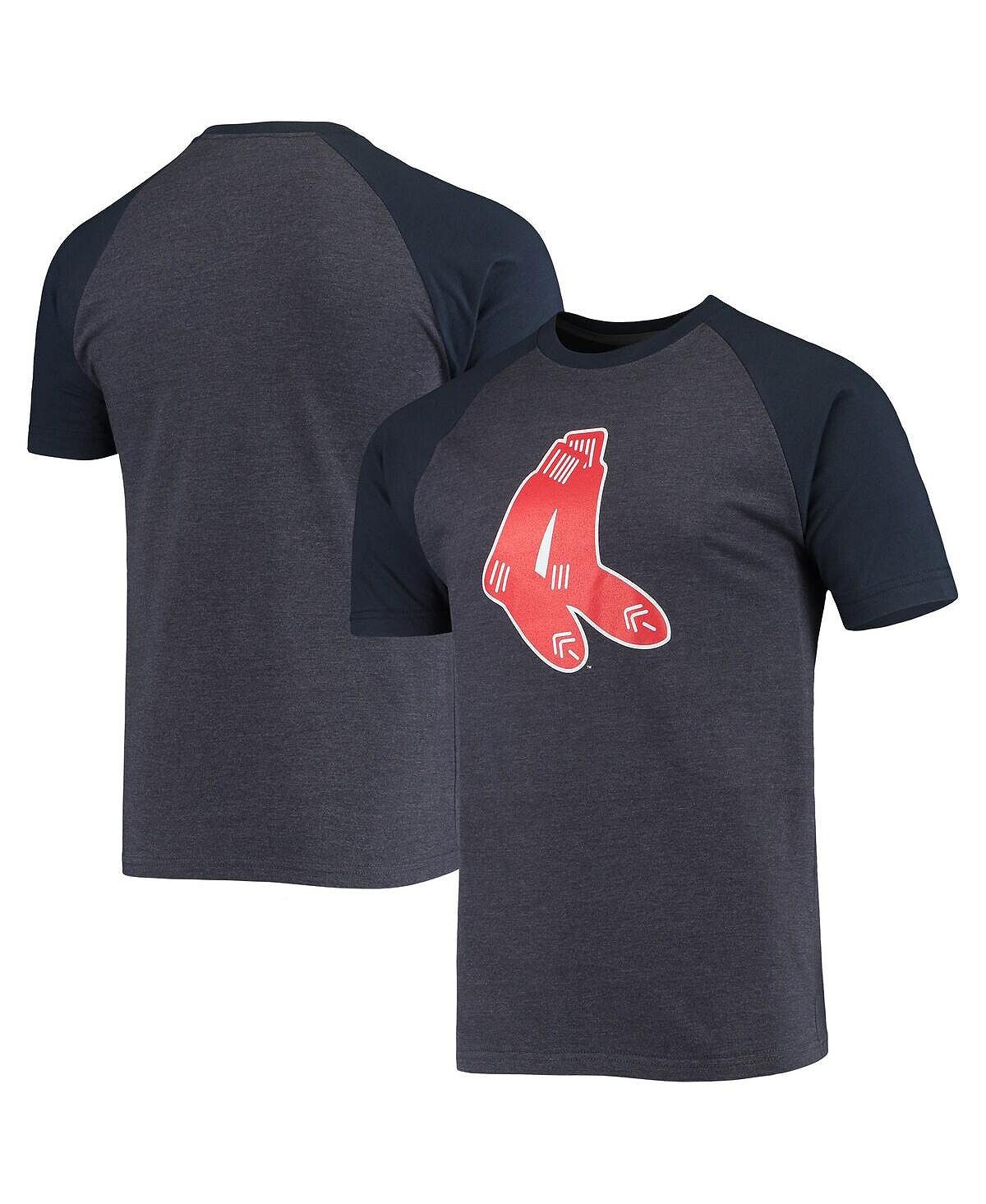 

Мужская футболка с меланжевым принтом boston red sox raglan темно-синего цвета Stitches, темно-синий