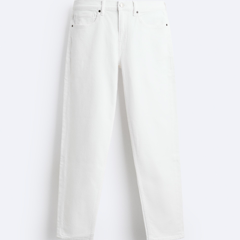 Джинсы Zara Slim Fit, белый джинсы zara slim cropped fit черный
