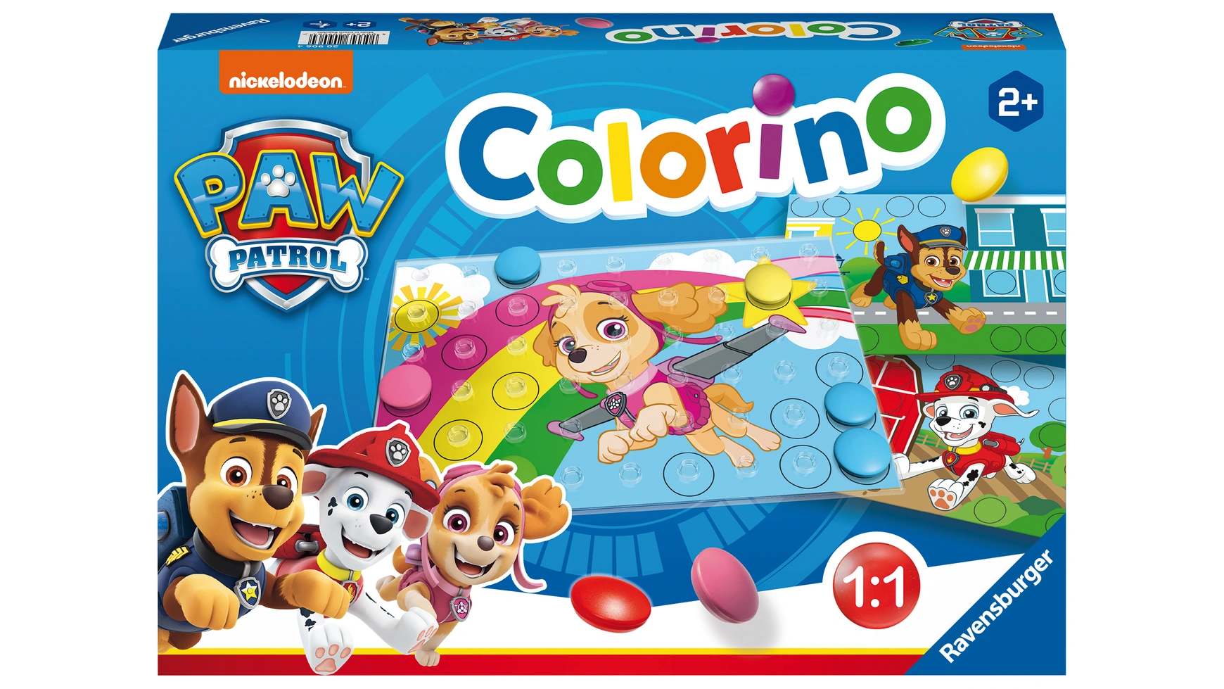 Ravensburger Spiele Щенячий Патруль Колорино, детская игра для изучения цветов, игра-мозаика, плагин, от 2 лет колорино