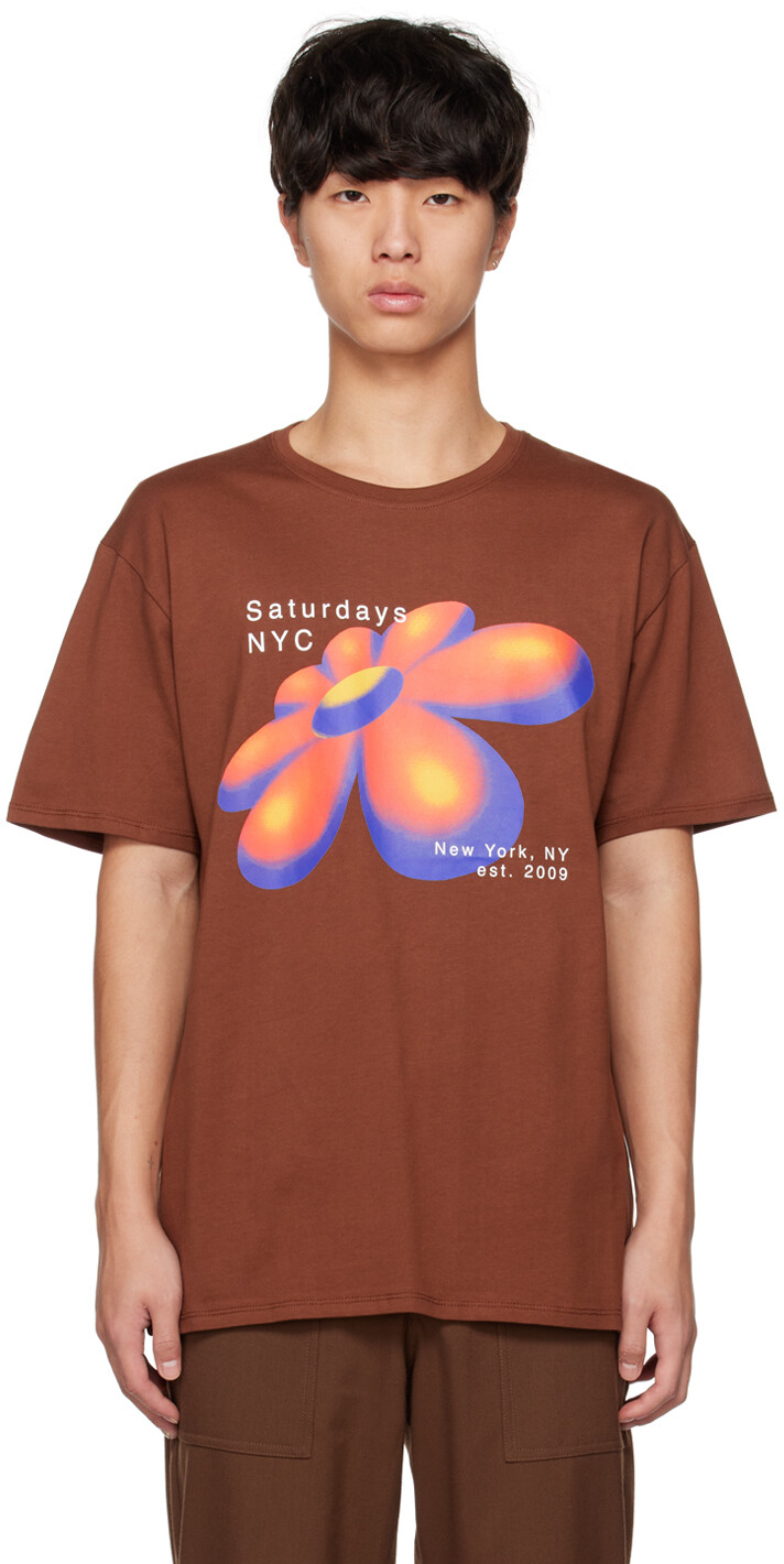

Коричневая футболка с ромашкой 3D Saturdays NYC, Коричневый