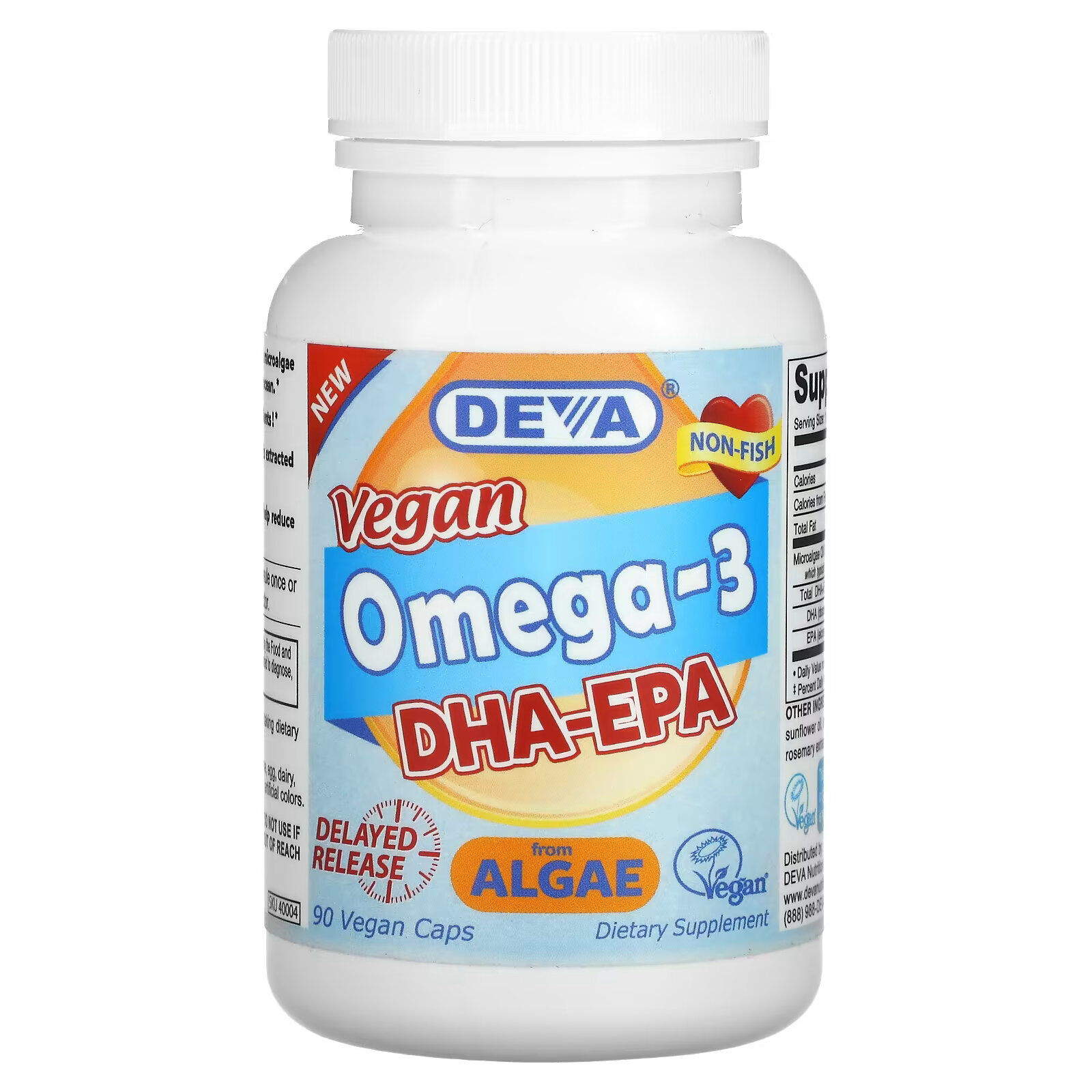 Deva, омега-3 для веганов, ДКГ и ЭПК, 200 мг, 90 веганских капсул deva омега 3 для веганов дкг и эпк 200 мг 90 веганских капсул