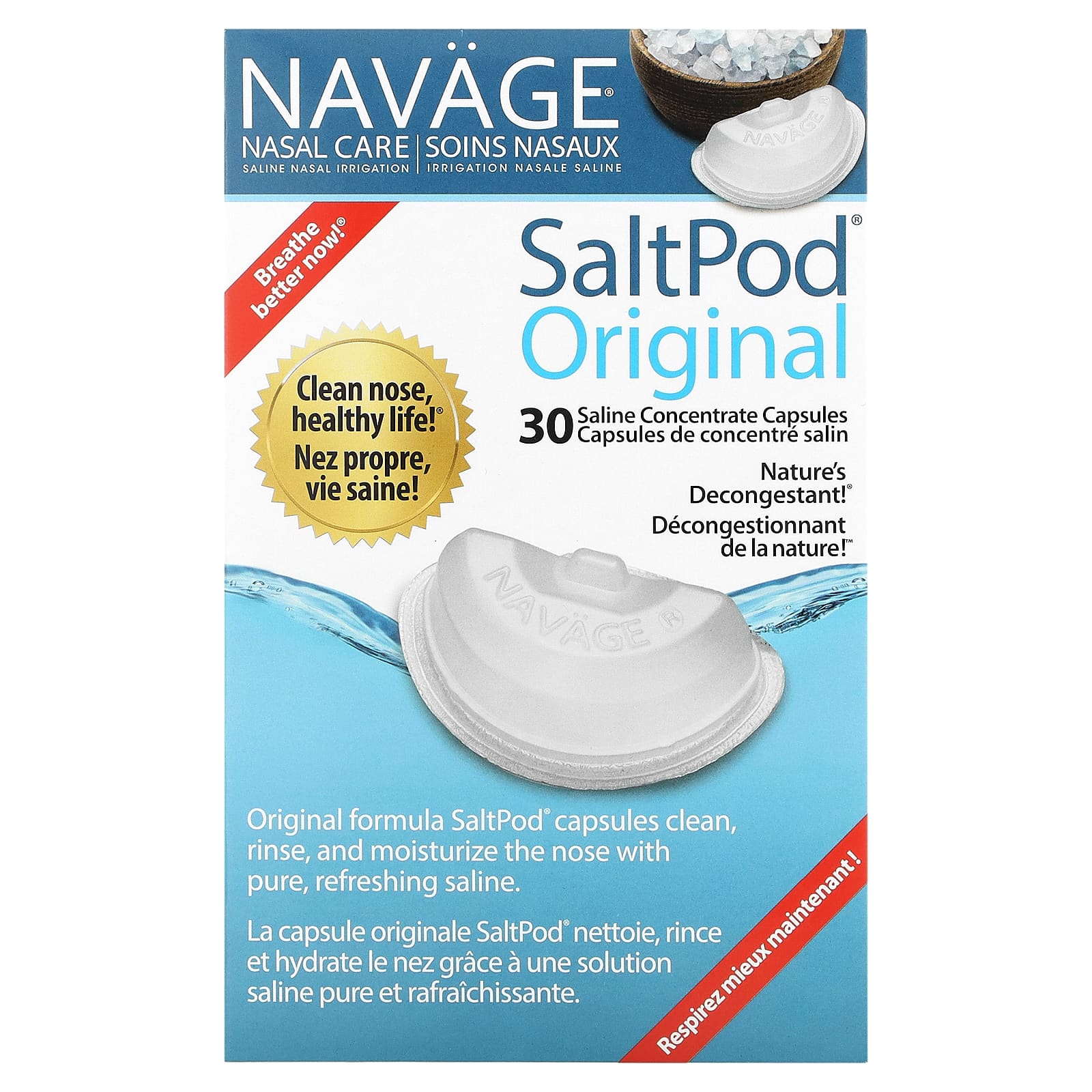 Солевое Промывание Носа Navage Saltpod Original, 30 капсул стартовый набор для промывания носа saltpod navage солевым раствором 20 капсул