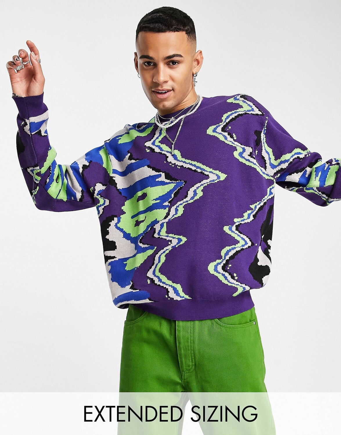 

Фиолетовый вязаный джемпер оверсайз с мраморным узором ASOS DESIGN