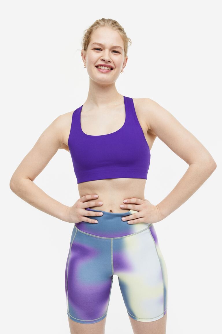 

Спортивное бра средней поддержки из ткани DryMove H&M, темно фиолетовый