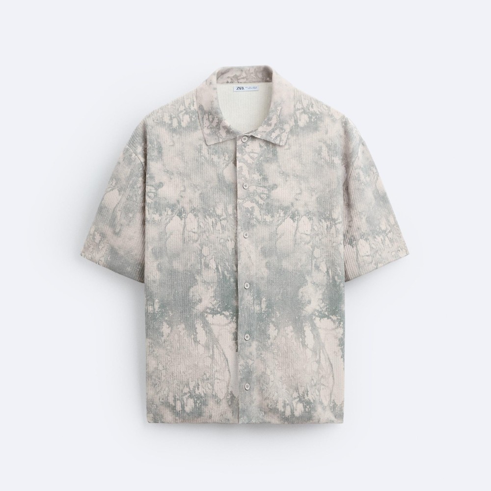Рубашка Zara Tie-dye Print Knit, кремовый рубашка с принтом tie dye zara мультиколор