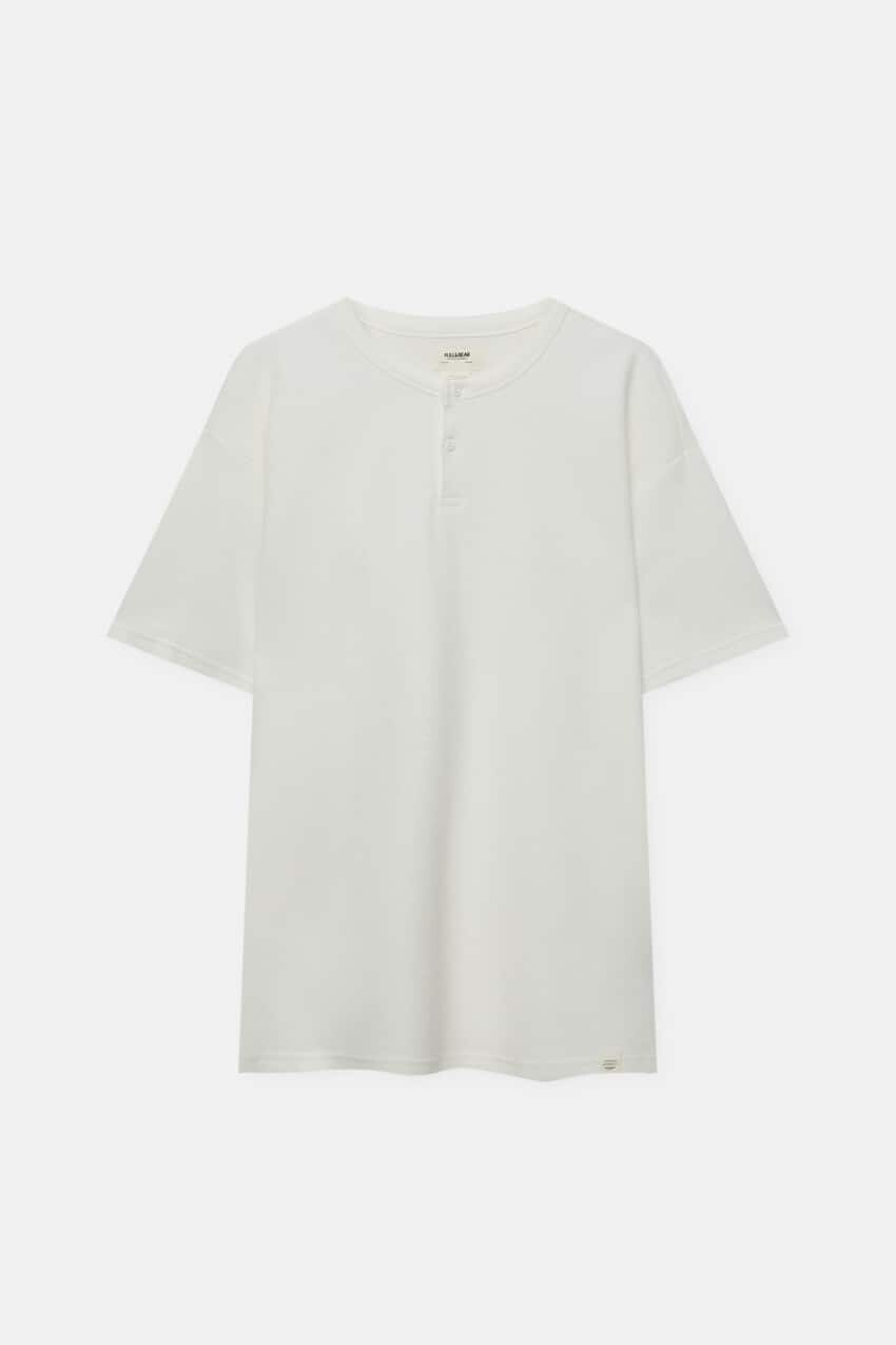 

Футболка Pull&Bear Textured Henley, белый