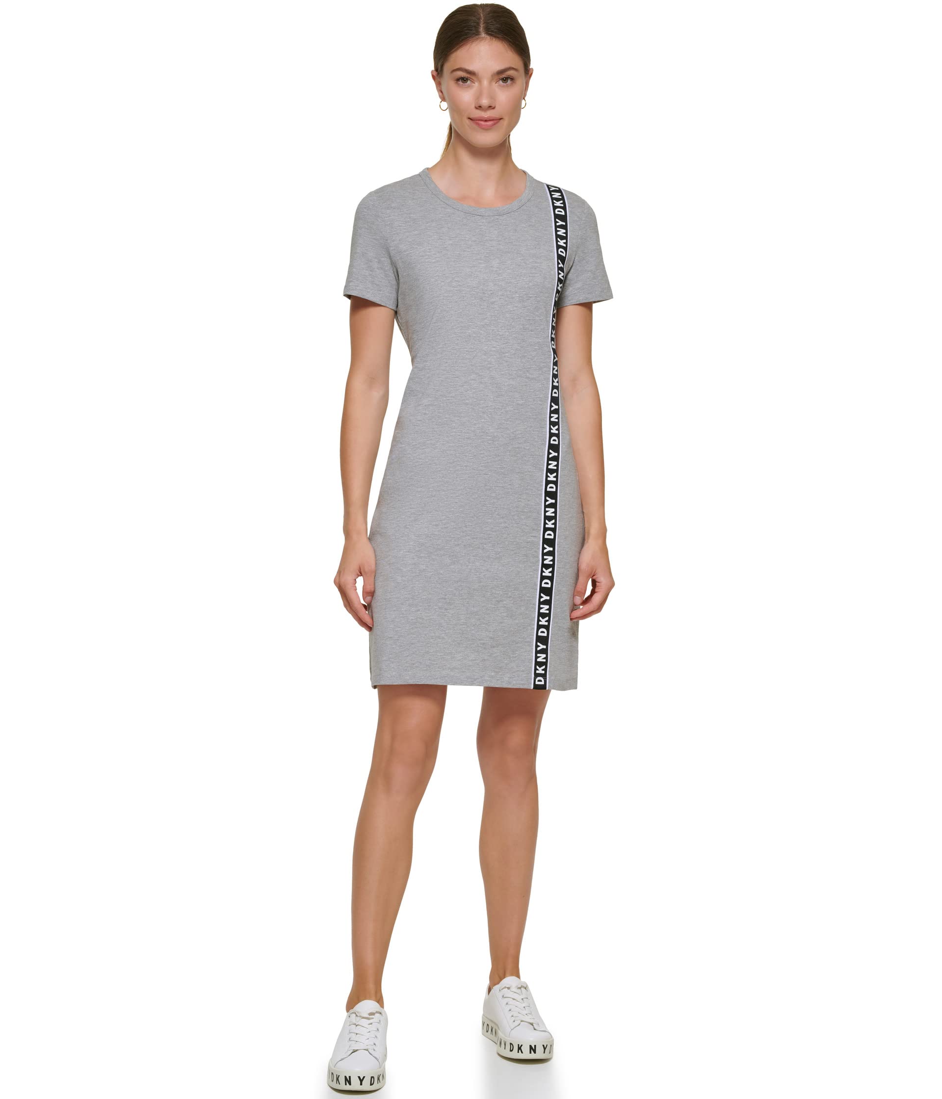 Платье DKNY, Short Sleeve Vertical Logo Tape Tee Dress