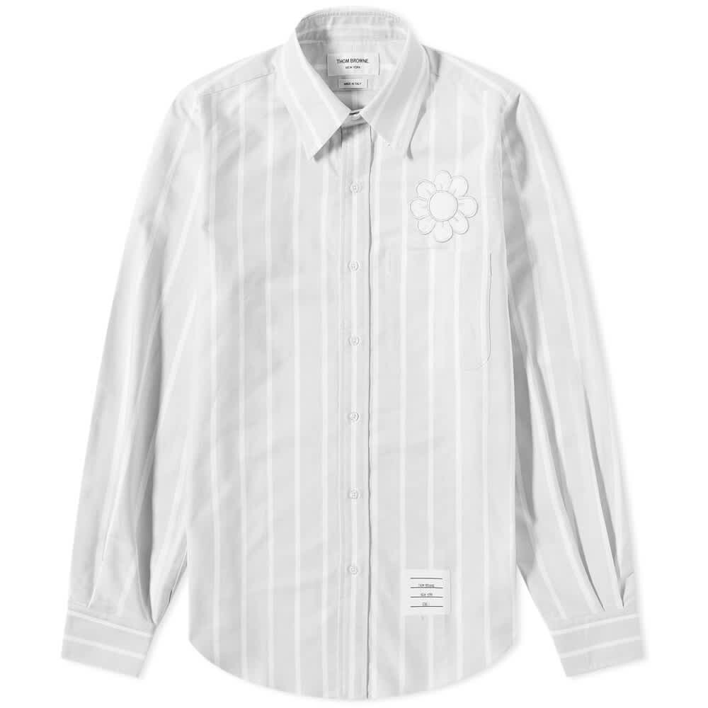 

Рубашка Thom Browne Floral Applique Striped Button Down Oxford Shirt