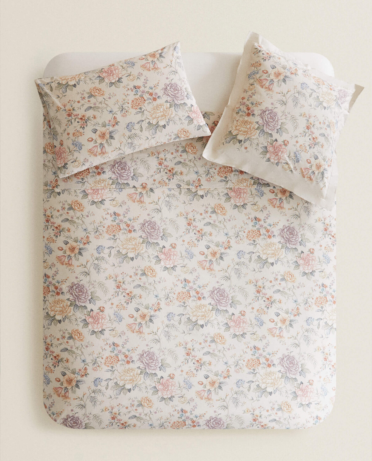 

Пододеяльник Zara Home Floral Print, бежевый/мультиколор