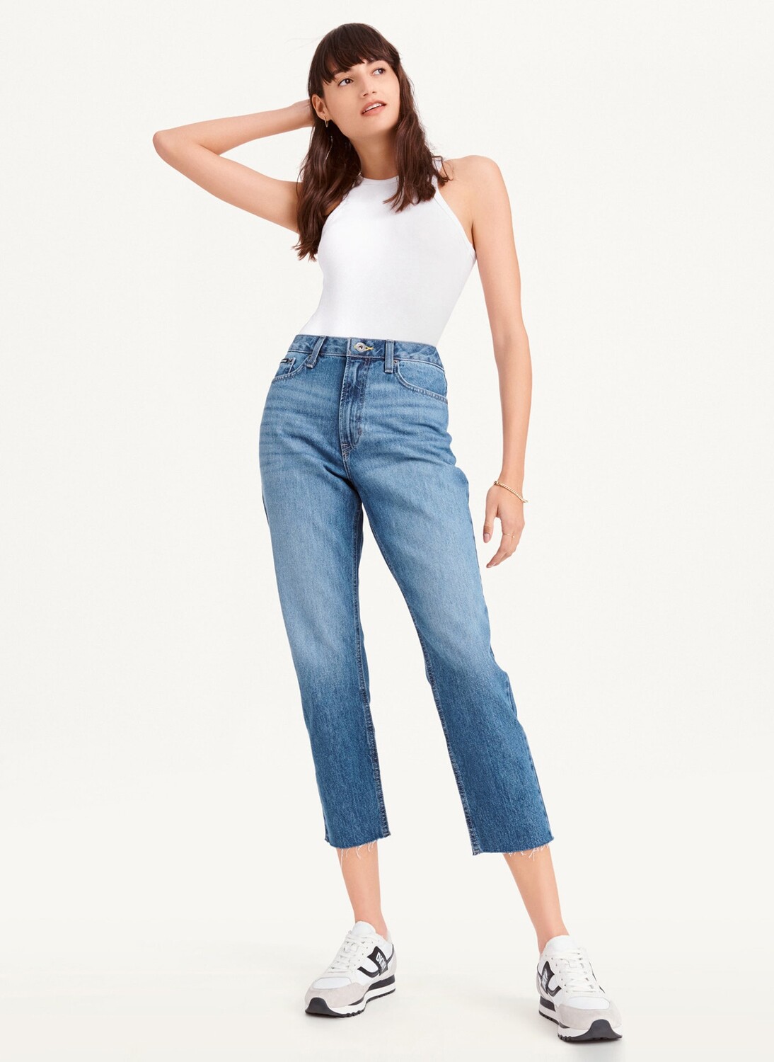 

Джинсы укороченные с эффектом потертости Broome DKNY
