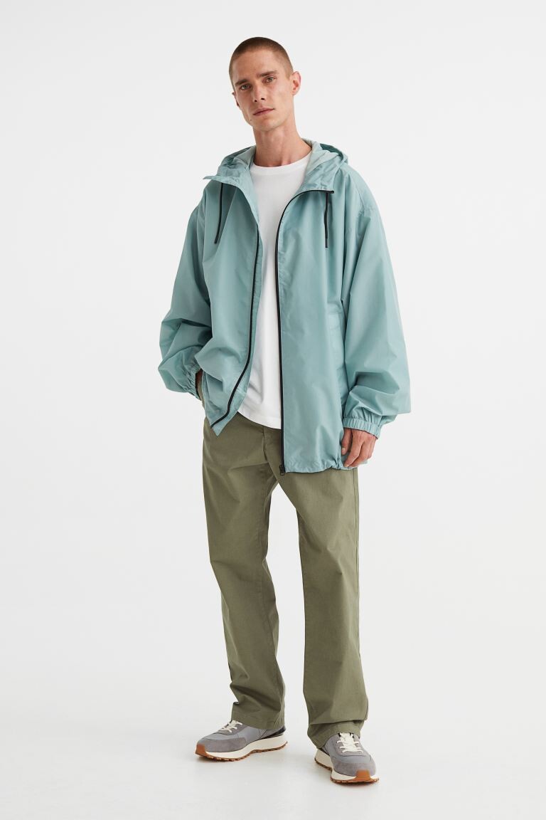 

Хлопковые брюки чинос свободного кроя H&M, хаки зеленый