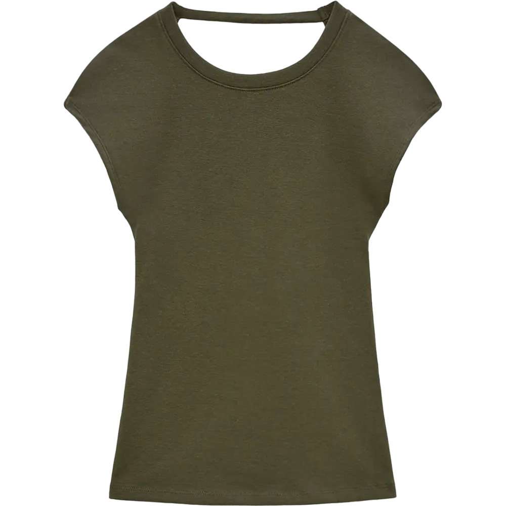 

Футболка Zara With Cut-Out Back, хаки