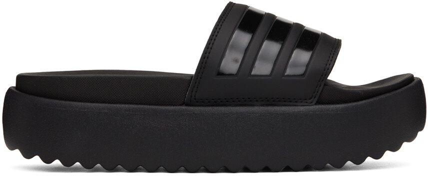 

Черные шлепанцы на платформе Adilette adidas Originals
