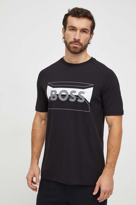 Хлопковая футболка Boss, черный