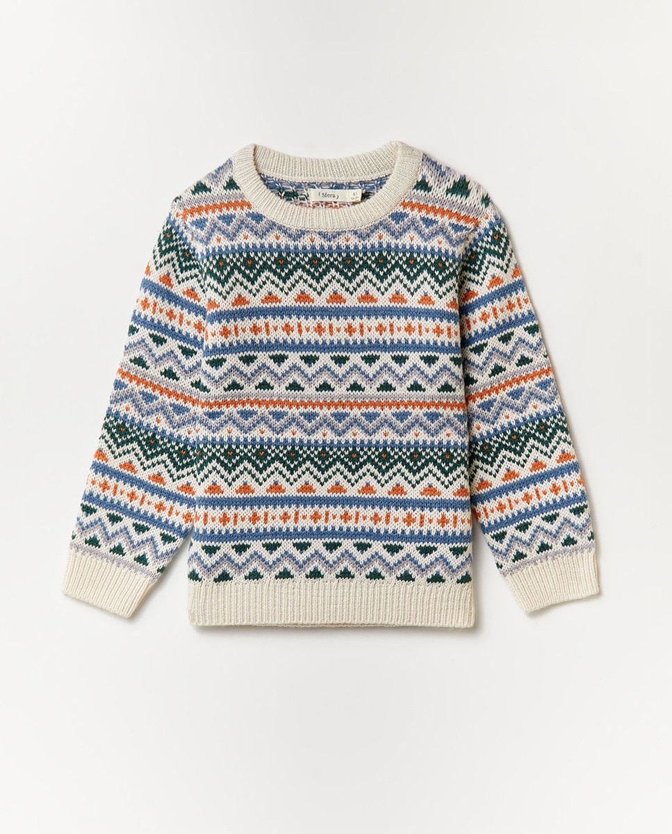 Жаккардовый свитер для мальчика Sfera, мультиколор