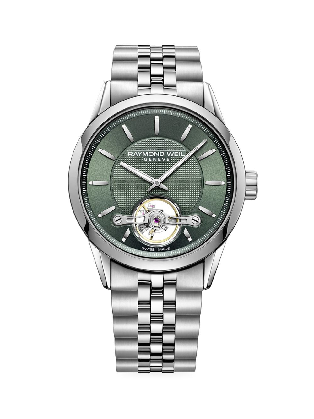 

Freelancer Зеленые часы с автоматическим браслетом из нержавеющей стали Raymond Weil, зеленый
