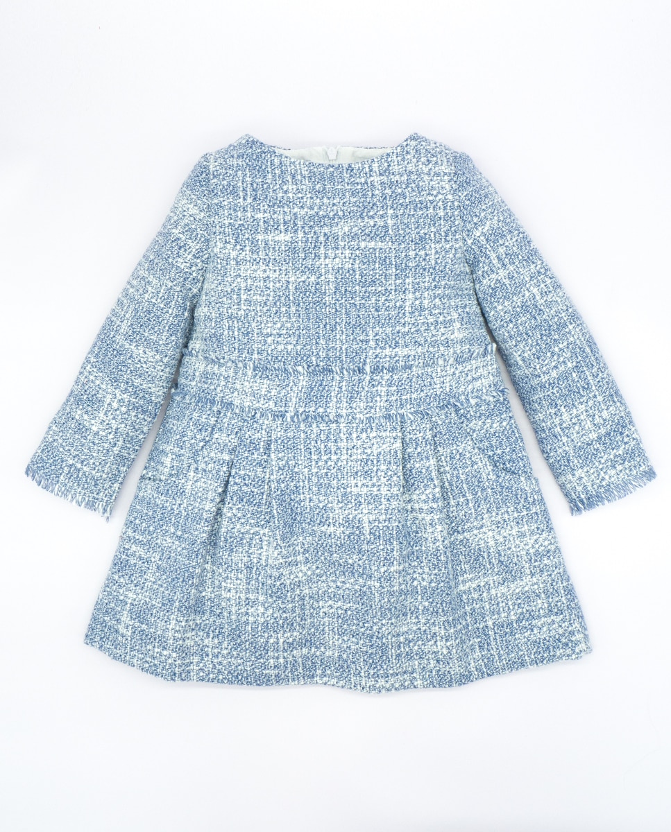 Платье для девочки из светло-голубого твида Fina Ejerique, синий платье ostin прямое синее 44 размер
