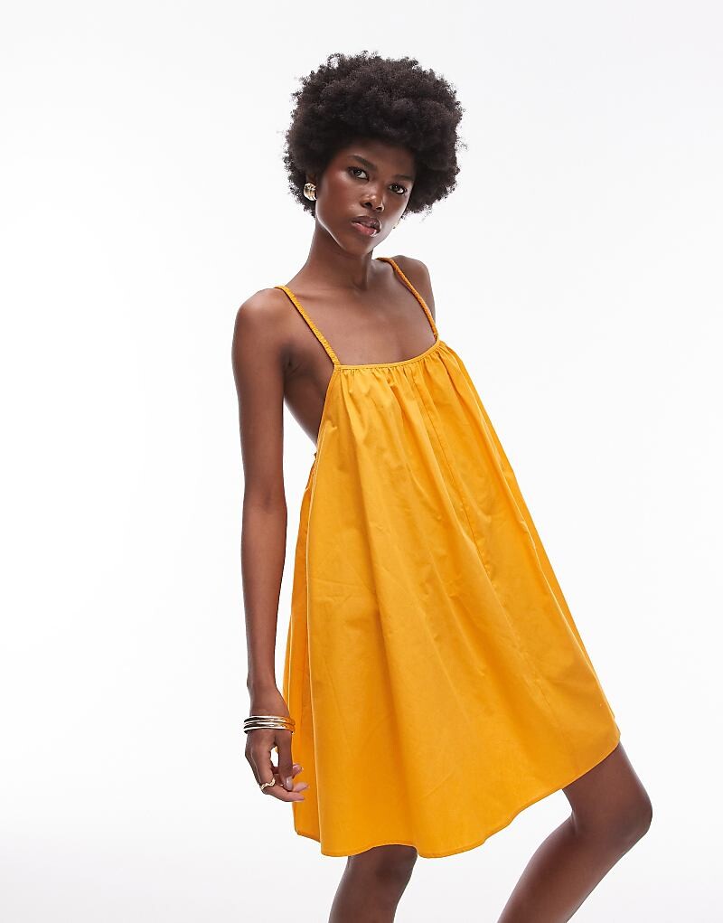 

Topshop – Orange летнее свободное летнее платье с квадратным вырезом