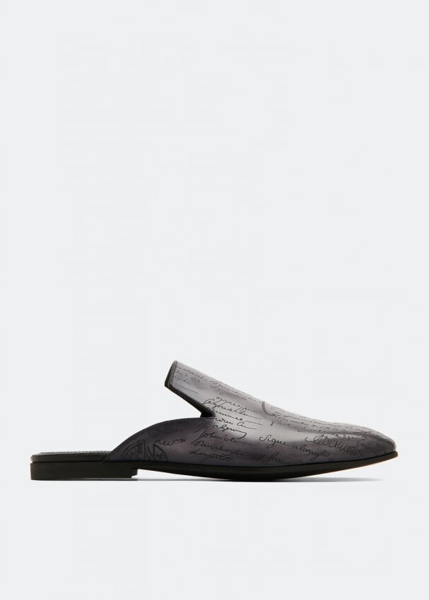 

Слиперы BERLUTI Cyrus Oman leather slippers, серый