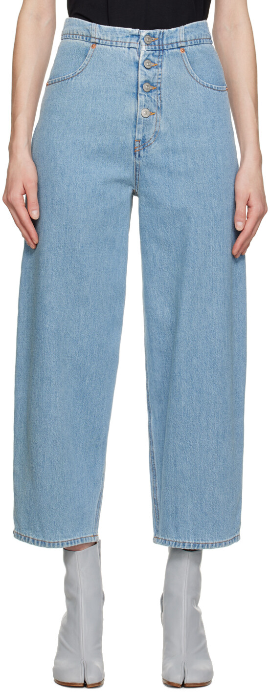 

Синие закругленные джинсы MM6 Maison Margiela