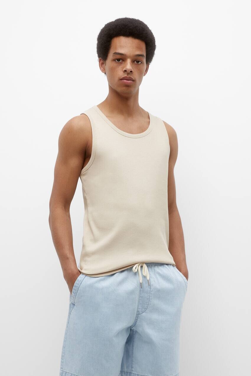 

Футболка с ремешками Pull&Bear, песочный