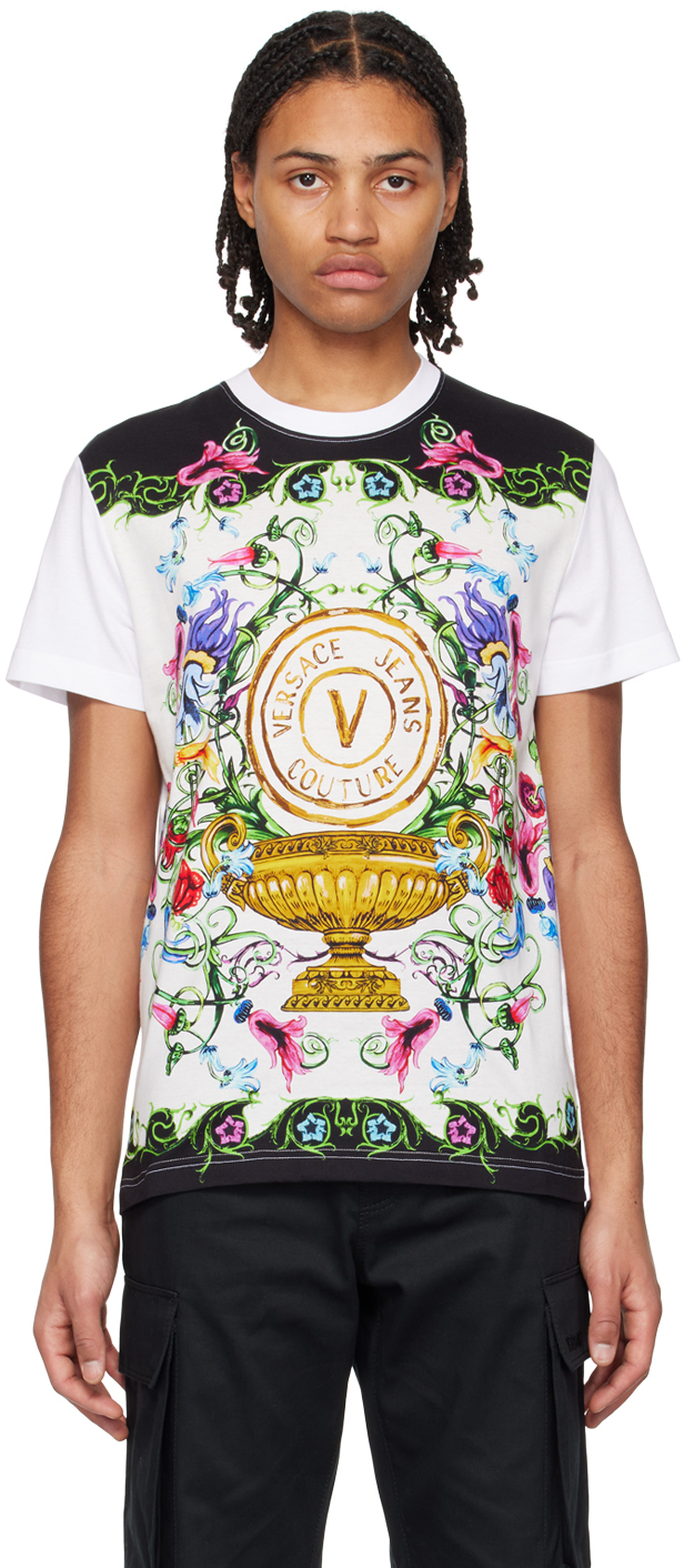 

Белая футболка с логотипом V-Emblem Garden Versace Jeans Couture, Белый