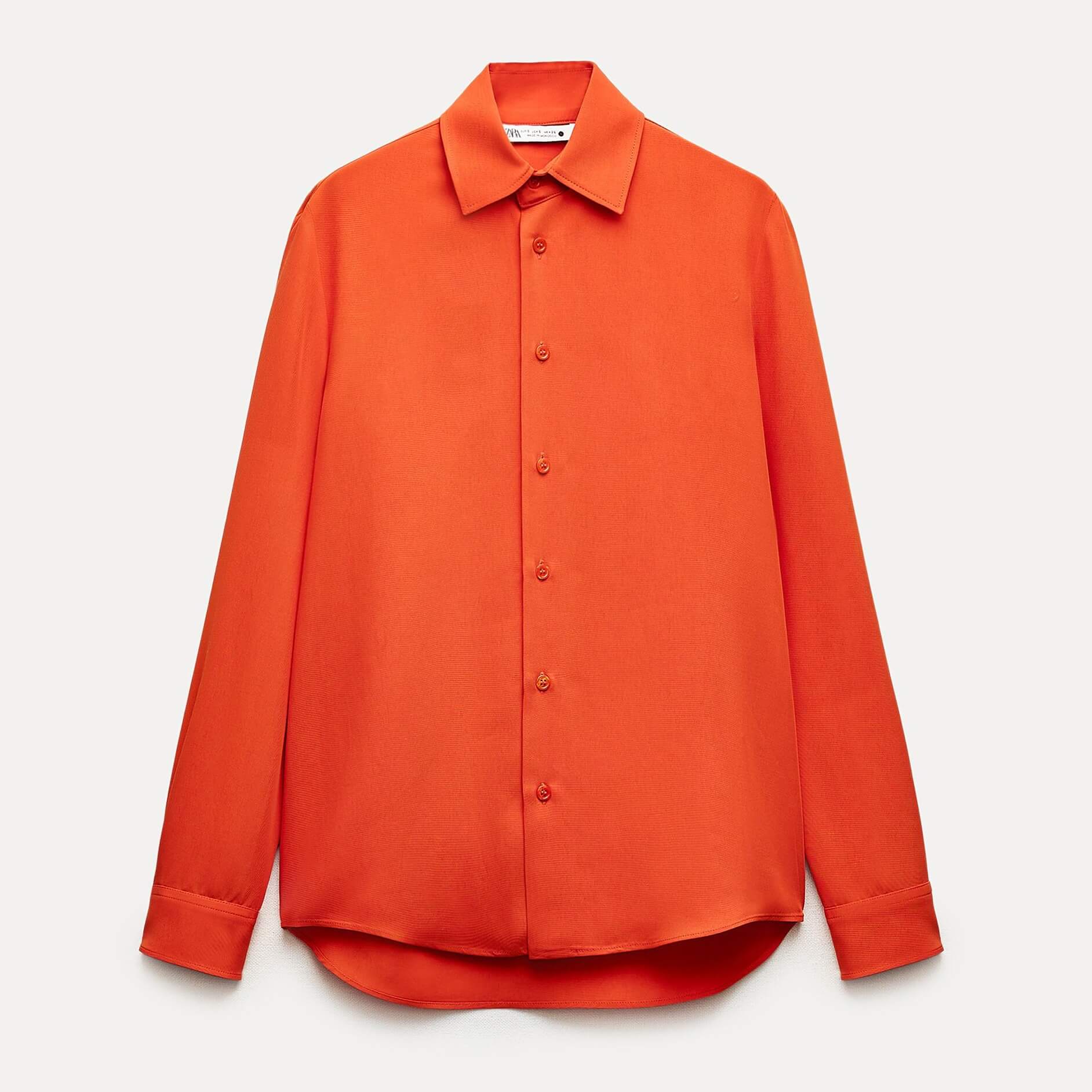Рубашка Zara ZW Collection Satin, оранжевый рубашка zara flowing satin синий