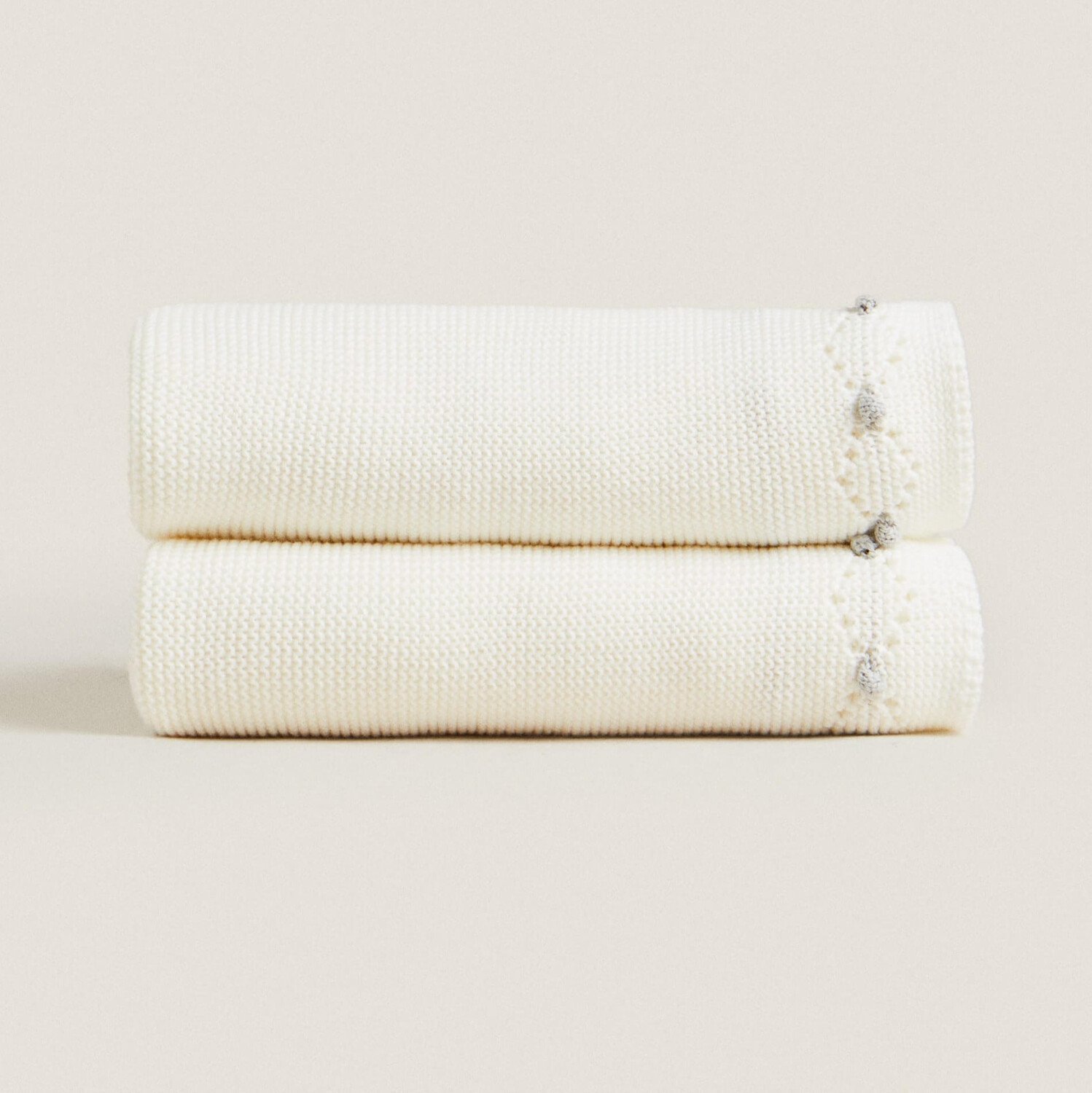 

Одеяло детское Zara Home Cotton Knit, кремово-белый