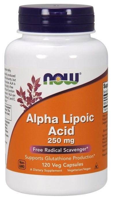 now alpha lipoic acid 250 mg 60 veg capsules альфа липоевая кислота Now Foods Alpha Lipoic Acid 250 mg препарат поддерживающий нервную систему, 120 шт.