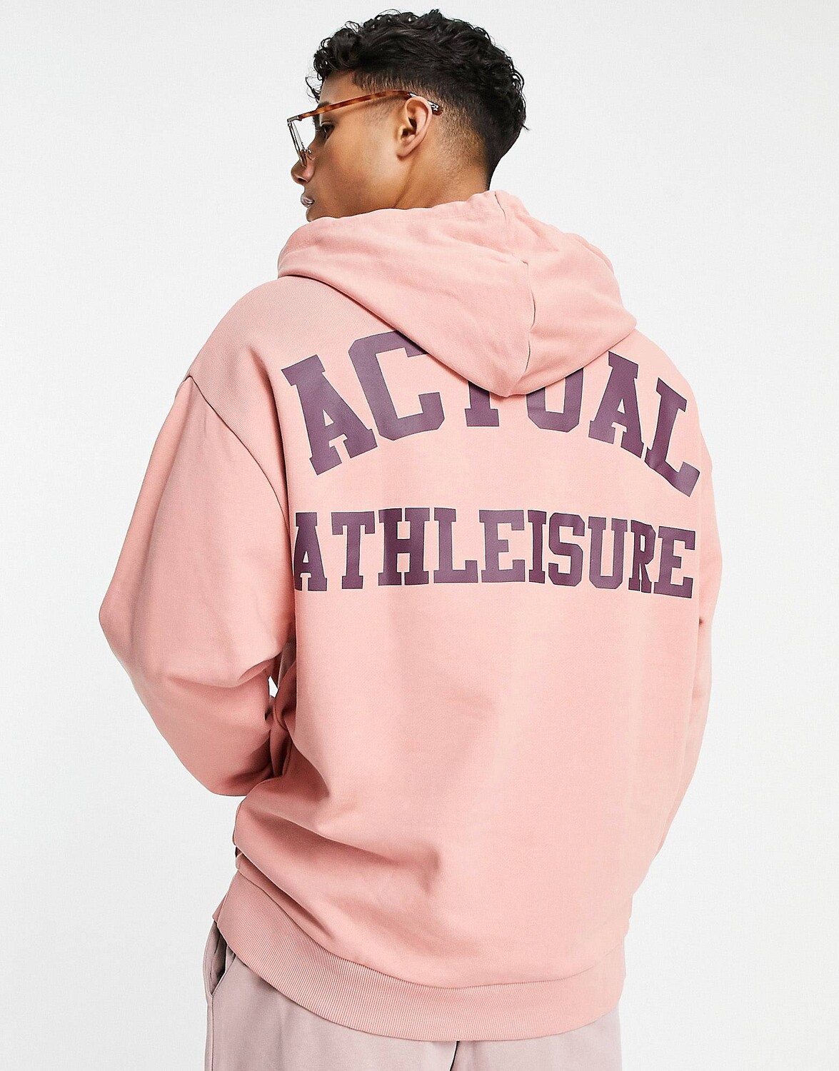 

Розовая толстовка оверсайз с логотипом на спине ASOS Actual, Розовый