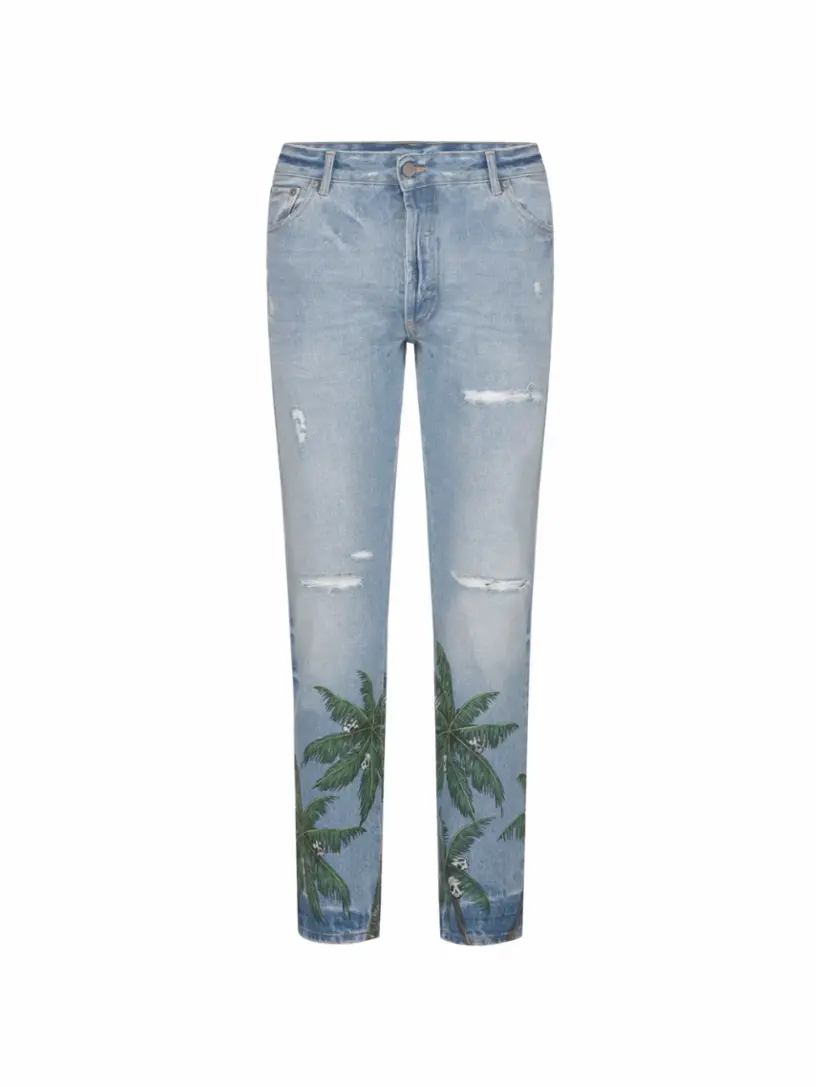 Прямые джинсы с рваным эффектом Palm Angels джинсы с рваным эффектом 44 размер