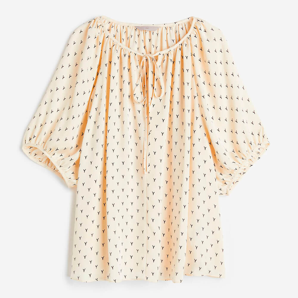 

Блузка H&M Oversized Tie-top, кремовый