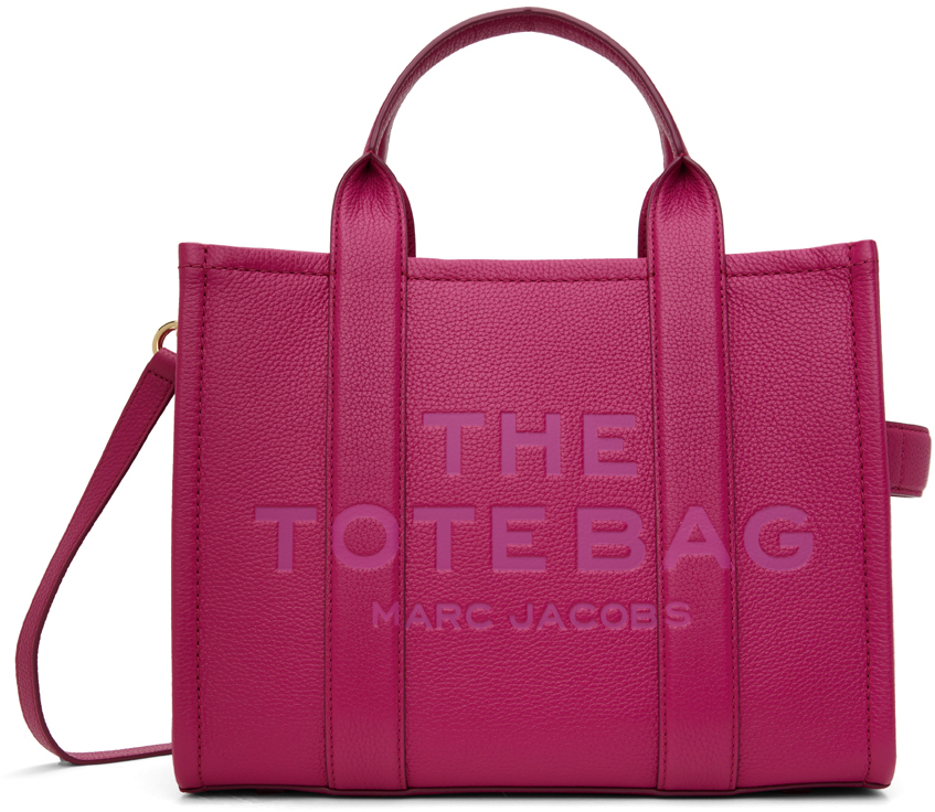 цена Розовая большая сумка 'The Leather Medium Tote Bag' Marc Jacobs
