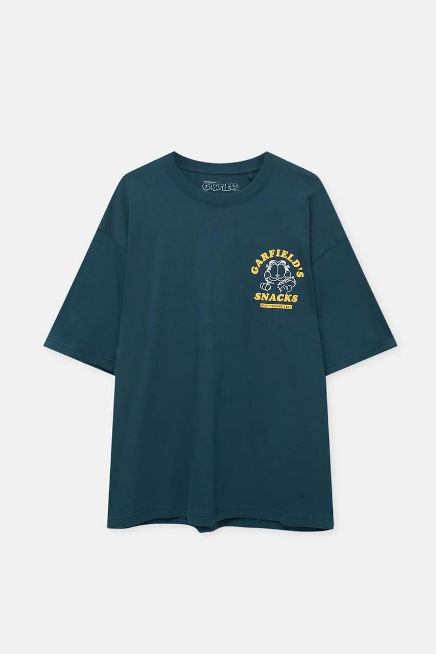 

Футболка Pull&Bear Garfield Short Sleeve, темно-синий