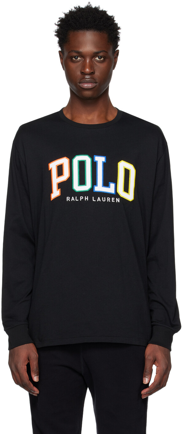 

Черная футболка с длинным рукавом с вышивкой Polo Ralph Lauren