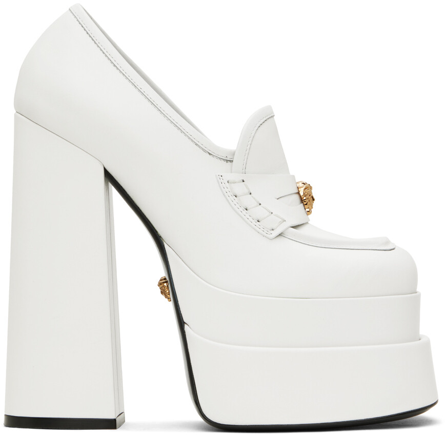 

Белые лоферы на платформе Aevitas Versace, Белый;серый