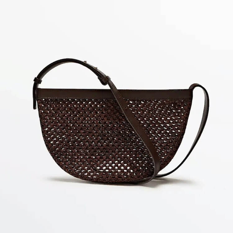 

Сумка сетчатая Massimo Dutti Nappa Leather Details, коричнеый