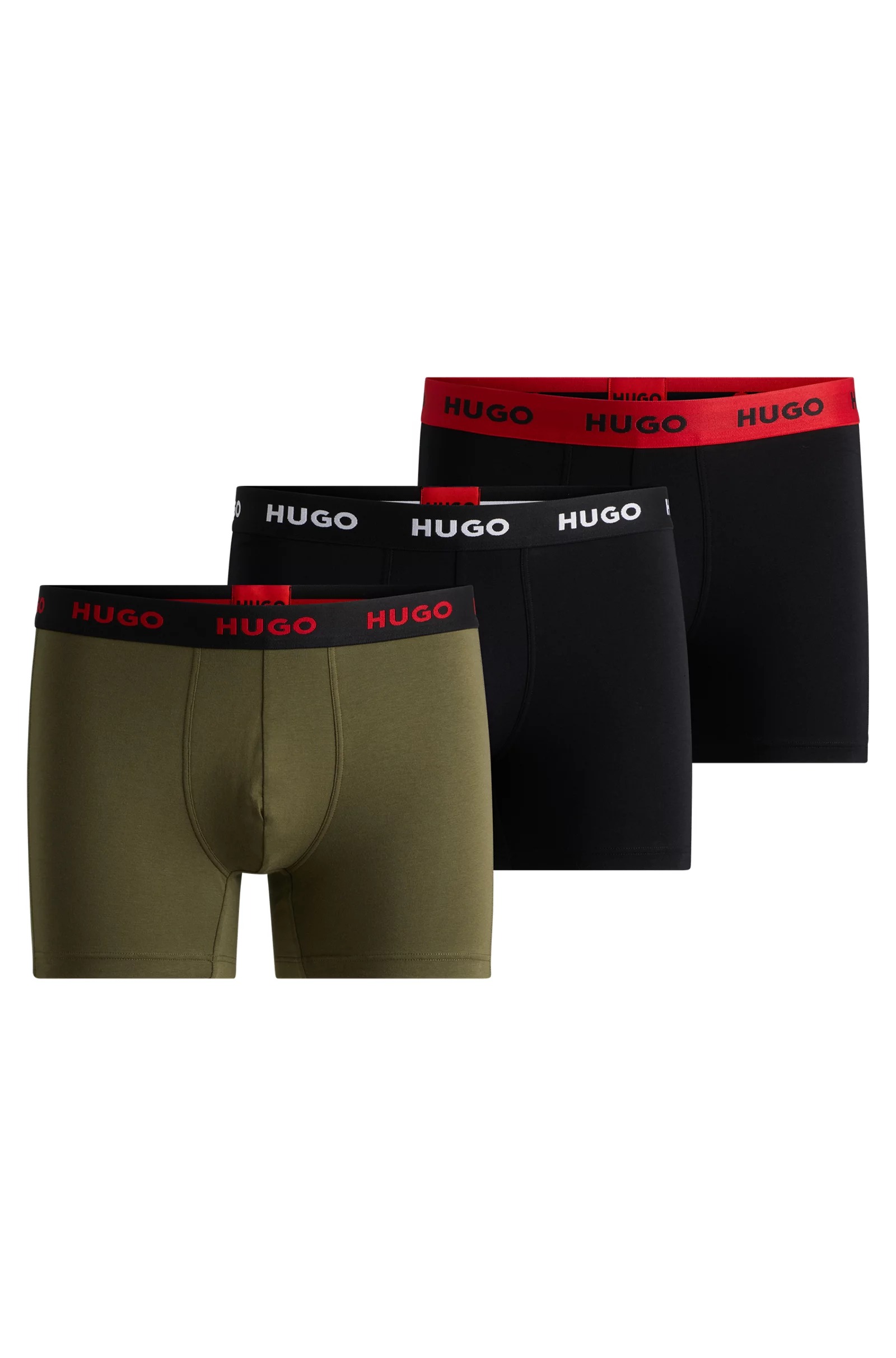 Комплект боксеров Hugo Three-pack Of Stretch-cotton Briefs With Logo, 3 предмета, мультиколор набор из пяти боксеров с разноцветным логотипом hugo цвет medium blue