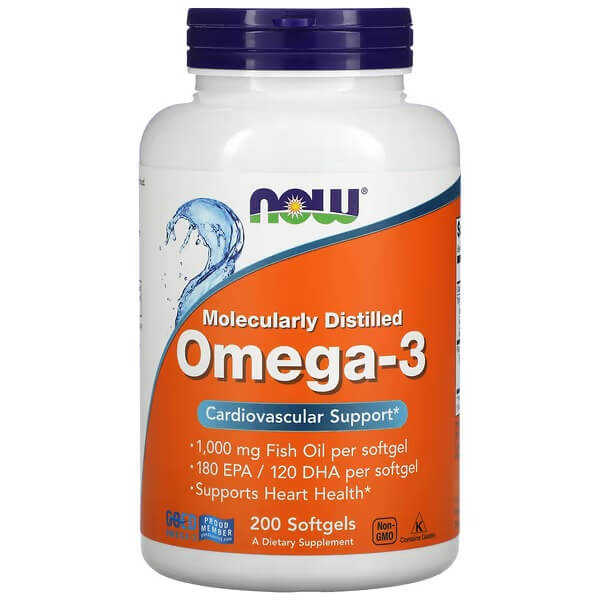 Омега-3 Now Foods 180 ЭПК/120 ДГК 1000 мг, 200 капсул концентрат рыбьего жира омега 3 капс 30