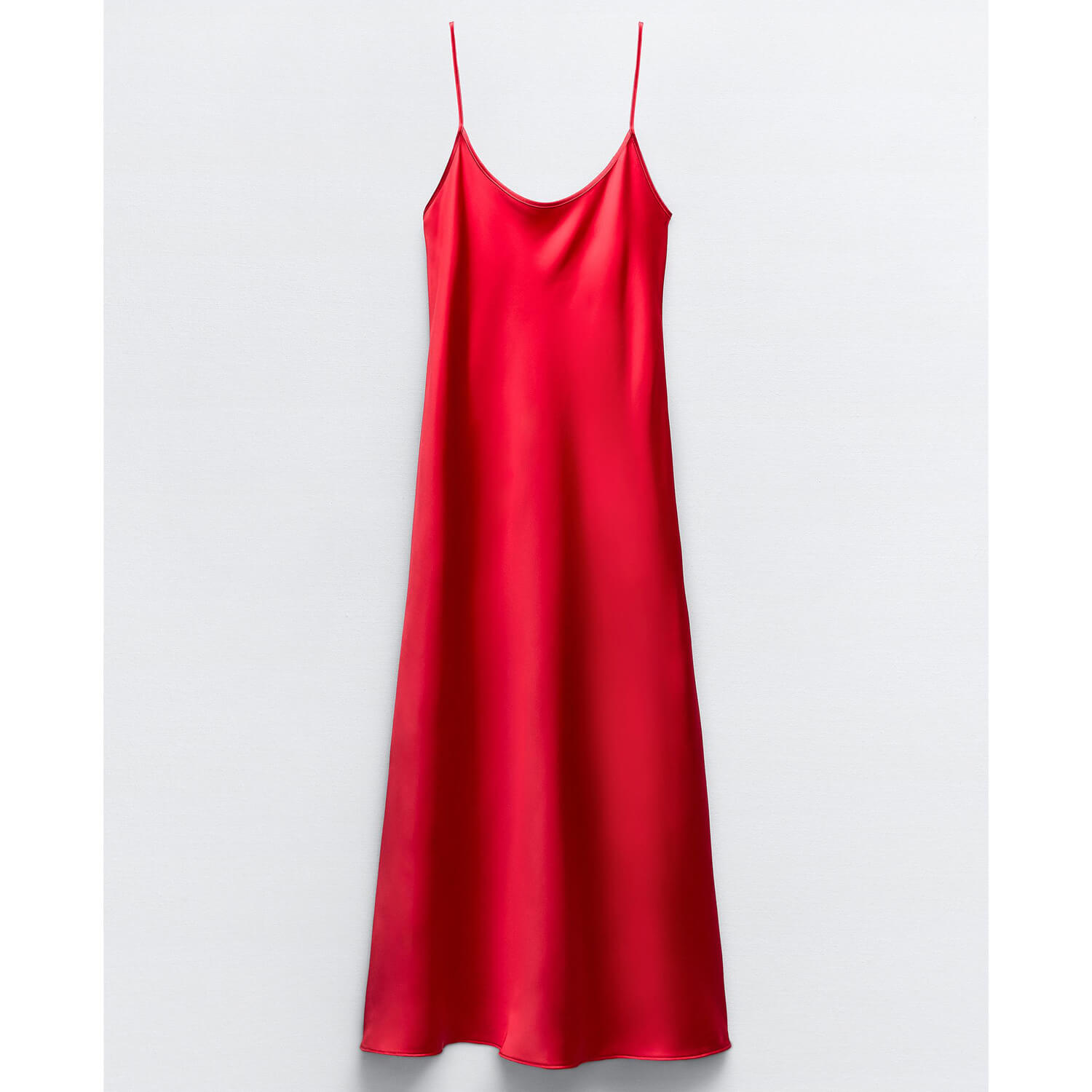 Платье Zara Satin, красный платье kis повседневное полуприлегающее миди открытая спина размер 42 164 84 90 красный коралловый