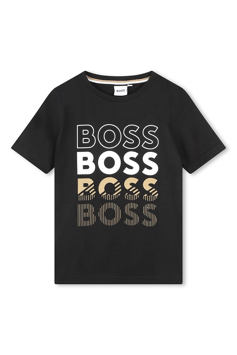 

Хлопковая футболка с логотипом Boss Kidswear, черный