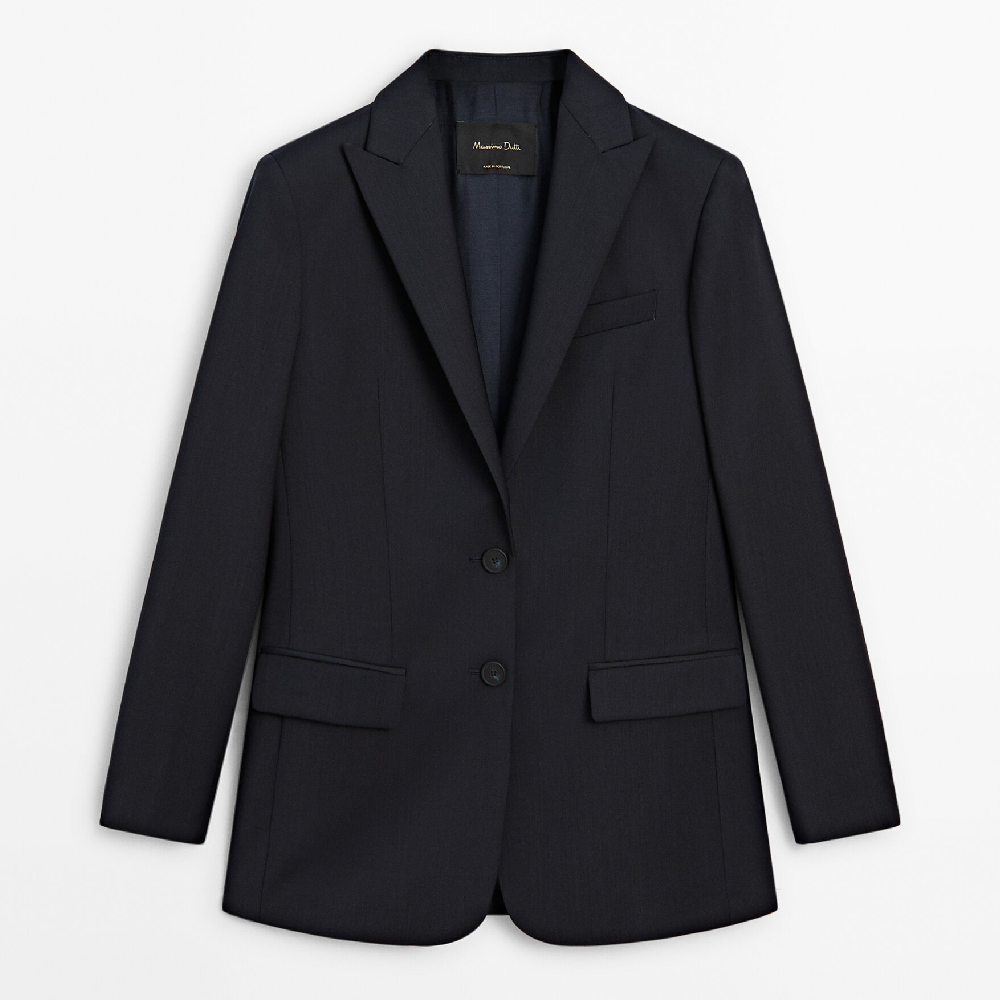 Пиджак Massimo Dutti Cool Wool Suit, темно-синий пиджак massimo dutti bistrech wool suit черный