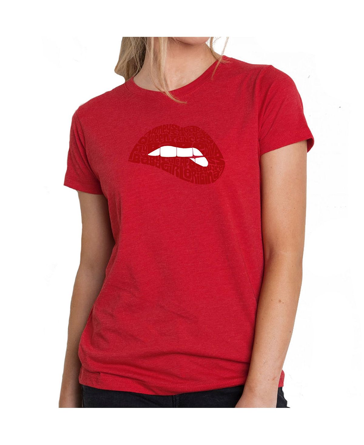 Женская футболка премиум-класса word art - savage lips LA Pop Art, красный дикари dvd