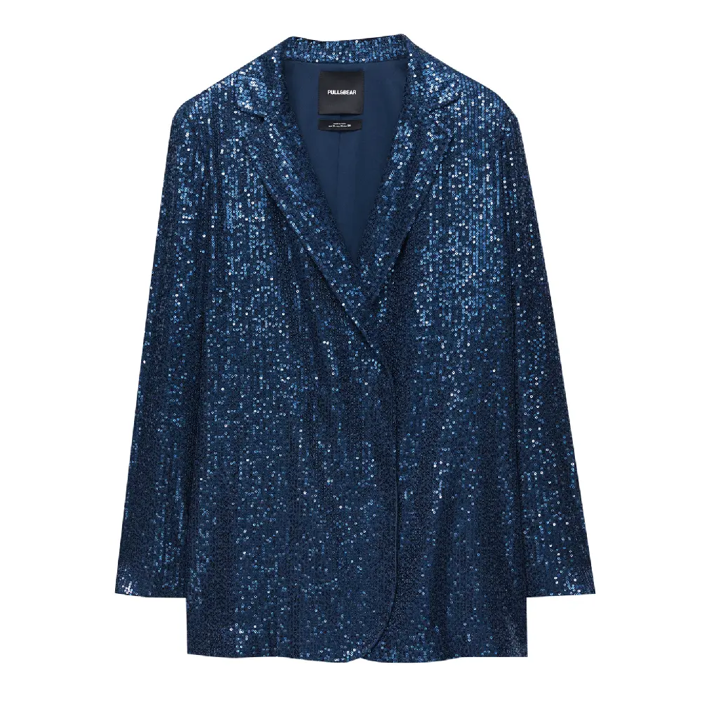 

Пиджак Pull&Bear x Valentina Zenere Flowing With Sequins, синий