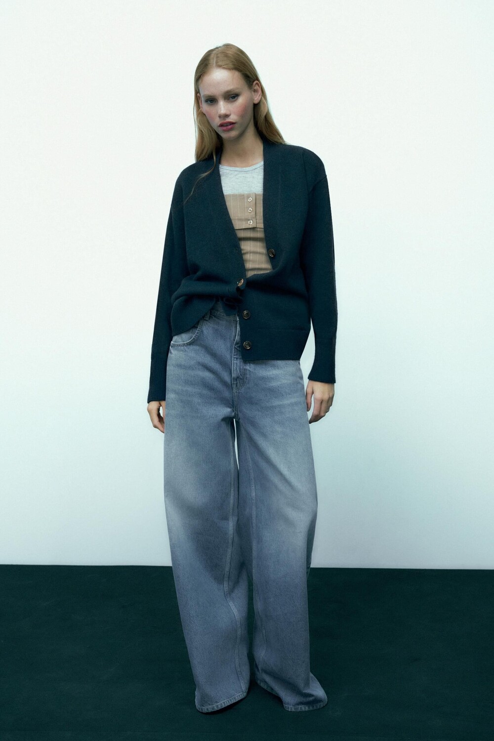 

Вязаный кардиган ZARA, голубой