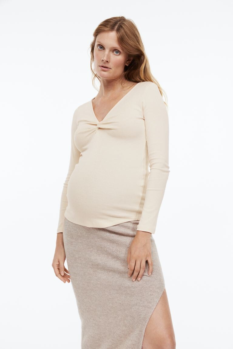 

MAMA Топ с завязками H&M, светло-бежевый