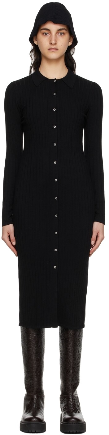 

Черное платье-миди из шерсти мериноса Dion Lee