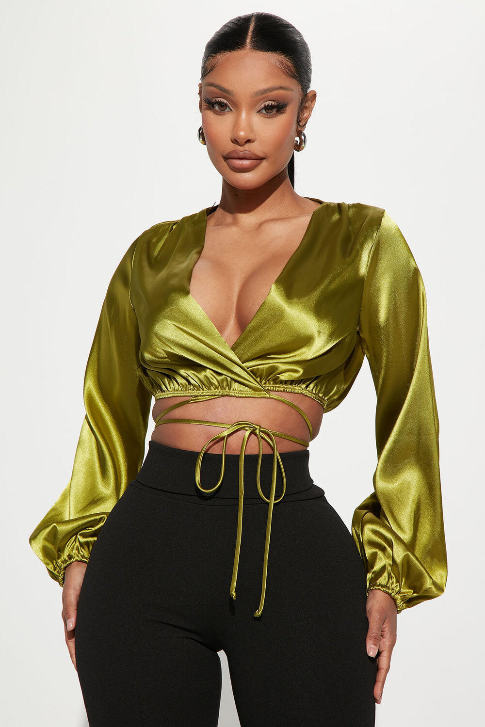 

Топ Fashion Nova A6441, оливковый